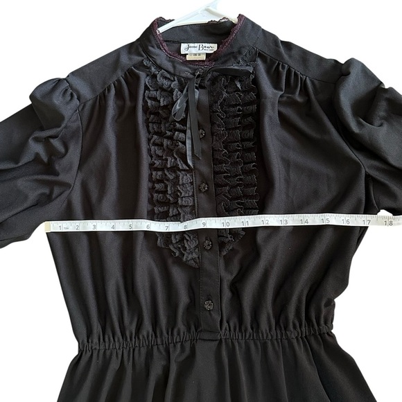 Vintage Jane Baar New York Black Ruffle Midi Dress (Size L) - Picture 4 of 10